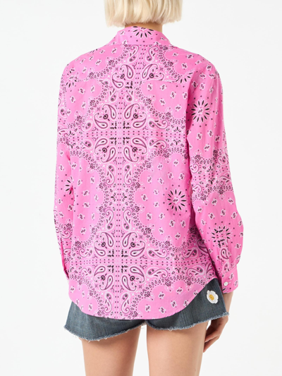 Mc2 Saint Barth Woman Pink Shirt With Bandanna Print In Pink