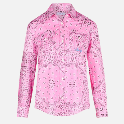 Shop Mc2 Saint Barth Woman Pink Shirt With Bandanna Print