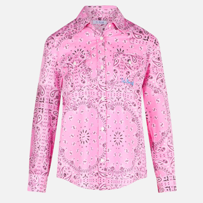 Mc2 Saint Barth Woman Pink Shirt With Bandanna Print In Pink