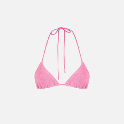 Mc2 Saint Barth Woman Pink Crinkle Triangle Top Swimsuit In Pink