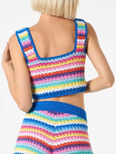 Mc2 Saint Barth Handmade Crochet Womens Top In Multicolor