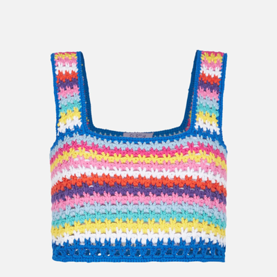 Mc2 Saint Barth Handmade Crochet Womens Top In Multicolor