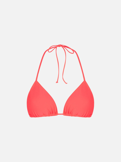 Mc2 Saint Barth Woman Fluo Red Triangle Top Swimsuit In Fluo