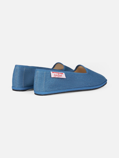 Mc2 Saint Barth Woman Denim Slipper Loafers My Chalom Special Edition In Blue