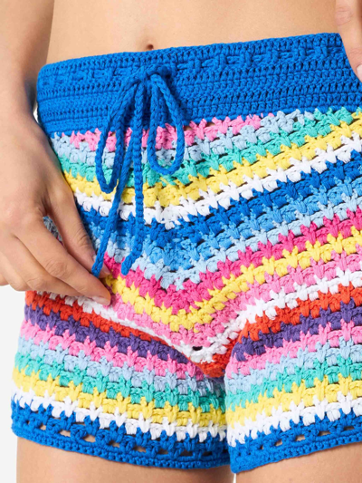 Shop Mc2 Saint Barth Woman Crochet Shorts In Multicolor