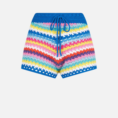 Shop Mc2 Saint Barth Woman Crochet Shorts In Multicolor