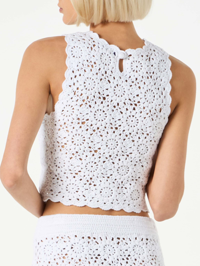 Mc2 Saint Barth Woman Crochet Halterneck Top In White