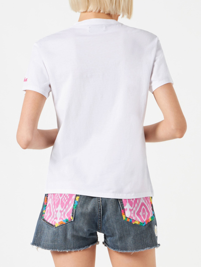 Mc2 Saint Barth Women`s Cotton T-shirt With Saint Barth Print In White