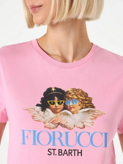 Mc2 Saint Barth Woman Cotton T-shirt With Fiorucci Print Fiorucci Special Edition In Pink