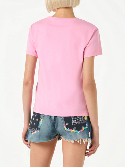 Mc2 Saint Barth Woman Cotton T-shirt With Fiorucci Print Fiorucci Special Edition In Pink
