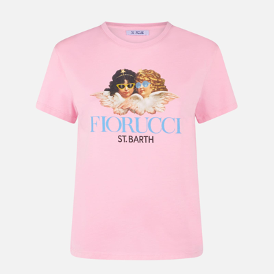 Mc2 Saint Barth Woman Cotton T-shirt With Fiorucci Print Fiorucci Special Edition In Pink