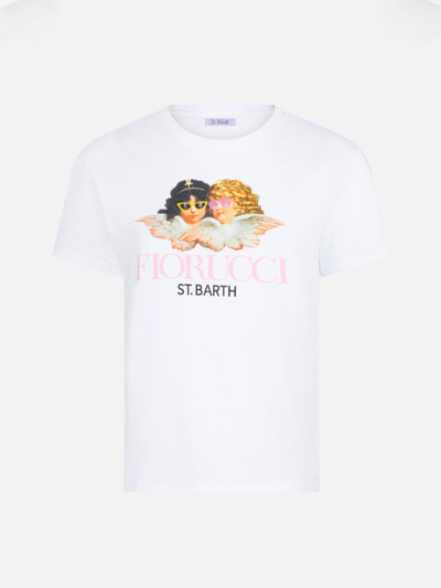Shop Mc2 Saint Barth Woman Cotton T-shirt With Fiorucci Print Fiorucci Special Edition In White