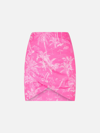 Shop Mc2 Saint Barth Woman Cotton Mini Skirt With Toile De Jouy Print In Pink