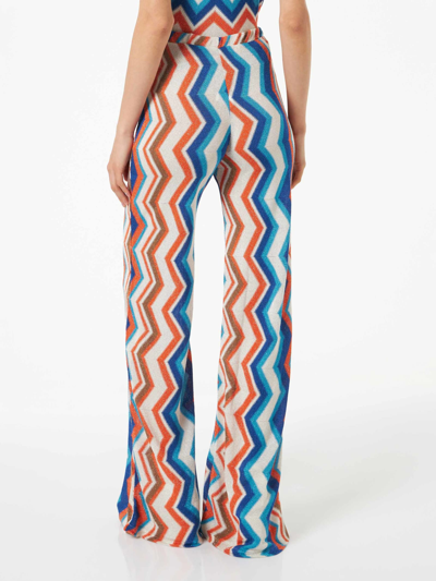 Mc2 Saint Barth Woman Chevron Knitted Palazzo Pants In Orange
