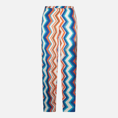 Mc2 Saint Barth Woman Chevron Knitted Palazzo Pants In Orange