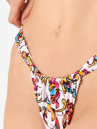 Mc2 Saint Barth Woman Cheeky Swim Briefs With Maiolica Print In Multicolor