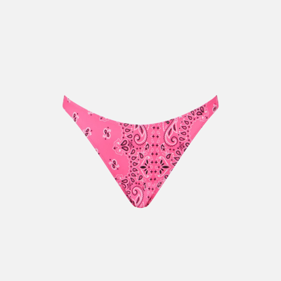 Mc2 Saint Barth Woman Cheeky Swim Briefs With Pink Bandanna Print In Pink