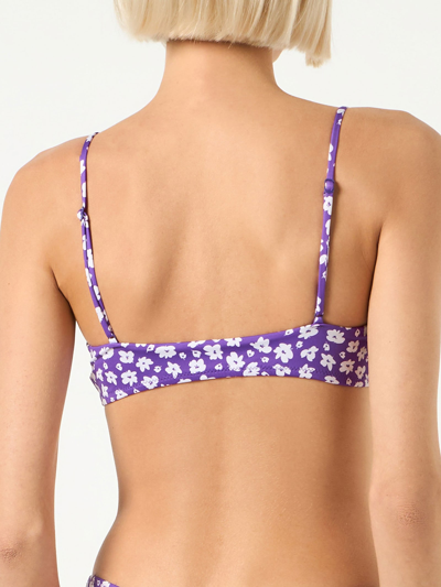 Mc2 Saint Barth Woman Bralette Swimsuit With Daisy Print In Pink