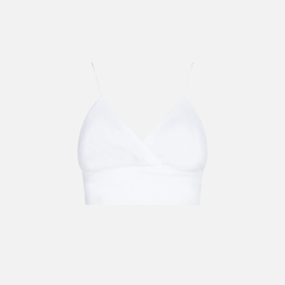 Mc2 Saint Barth White Linen Bralette Top In White