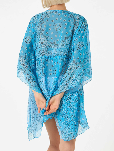 Mc2 Saint Barth Turquoise Bandanna Print Caftan In Sky