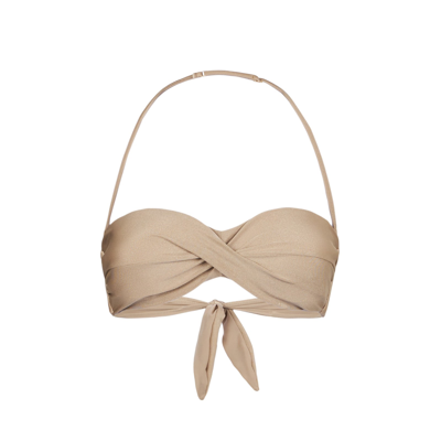 Mc2 Saint Barth Shiny Dove Grey Bandeau Top In Grey