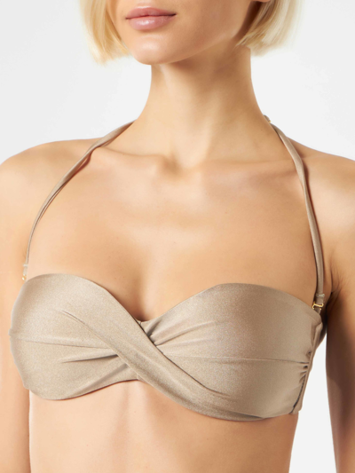 Mc2 Saint Barth Shiny Dove Grey Bandeau Top In Grey