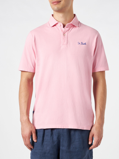 Shop Mc2 Saint Barth Polo In Jersey Rosa Effetto Sfumato In Pink