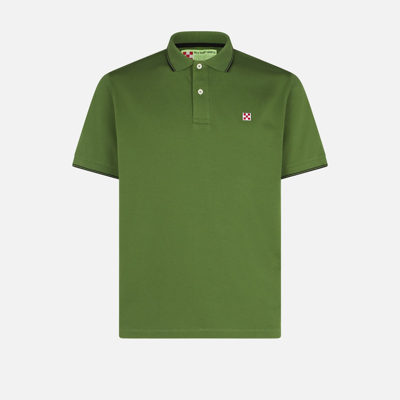 Shop Mc2 Saint Barth Military Green Piquet Polo With St. Barth Check Logo