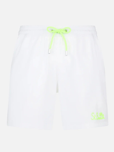 Mc2 Saint Barth Man White Comfort Swim Shorts In White