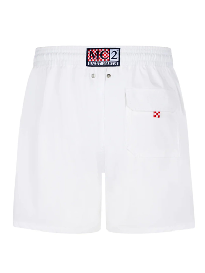 Mc2 Saint Barth Man White Comfort Swim Shorts In White