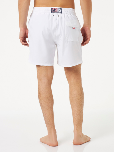 Mc2 Saint Barth Man White Comfort Swim Shorts In White