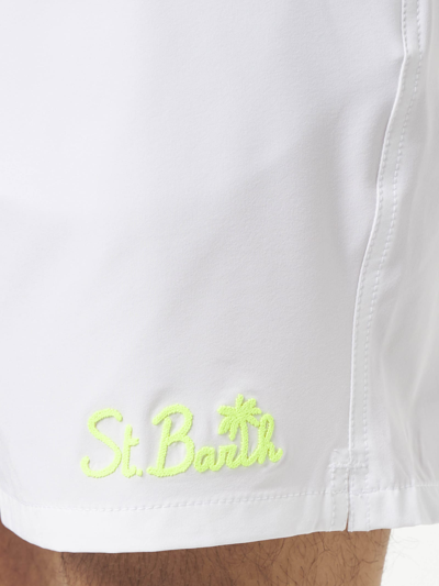 Mc2 Saint Barth Man White Comfort Swim Shorts In White