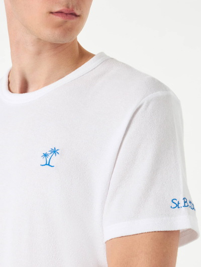Mc2 Saint Barth Man White Terry T-shirt With Pocket In White