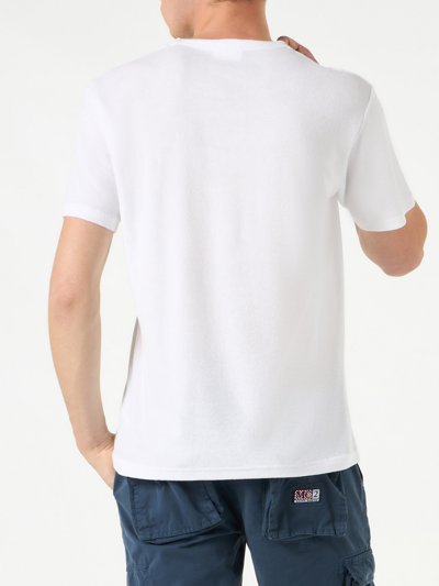 Mc2 Saint Barth Man White Terry T-shirt With Pocket In White