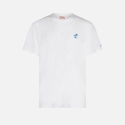 Mc2 Saint Barth Man White Terry T-shirt With Pocket In White