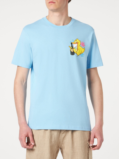 Mc2 Saint Barth Man T-shirt With Ducky Print Crypto Puppets® Special Edition In Sky