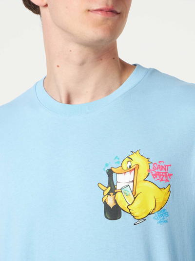 Mc2 Saint Barth Man T-shirt With Ducky Print Crypto Puppets® Special Edition In Sky