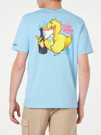 Mc2 Saint Barth Man T-shirt With Ducky Print Crypto Puppets® Special Edition In Sky