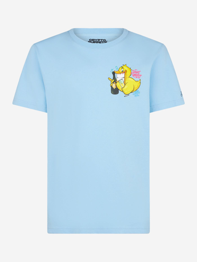 Mc2 Saint Barth Man T-shirt With Ducky Print Crypto Puppets® Special Edition In Sky