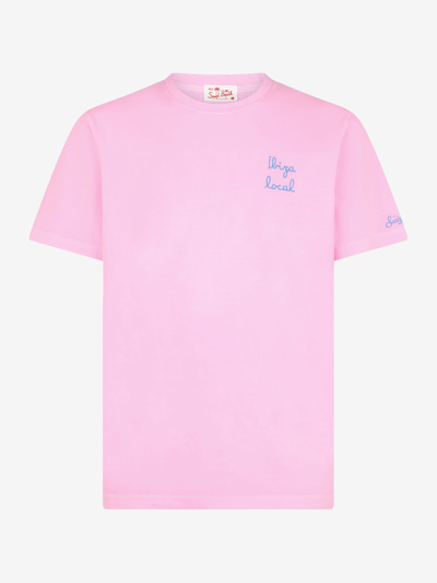 Shop Mc2 Saint Barth Man T-shirt With Ibiza Local Embroidery In Fluo