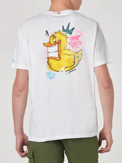 Shop Mc2 Saint Barth Man T-shirt With Crypto Duck Print Crypto Puppets® Special Edition In White