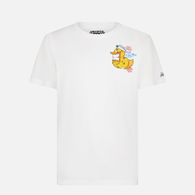 Shop Mc2 Saint Barth Man T-shirt With Crypto Duck Print Crypto Puppets® Special Edition In White