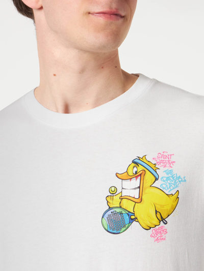 Mc2 Saint Barth White T-shirt With Crypto Duck Print In White