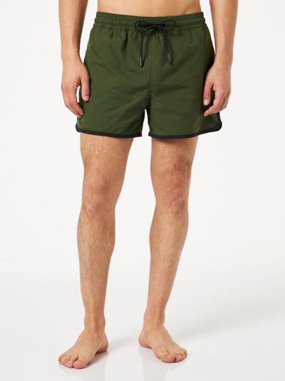 Shop Mc2 Saint Barth Man Swim Shorts With Side Logo And Contrast In Green