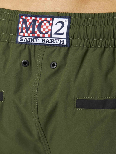 Shop Mc2 Saint Barth Man Swim Shorts With Side Logo And Contrast In Green