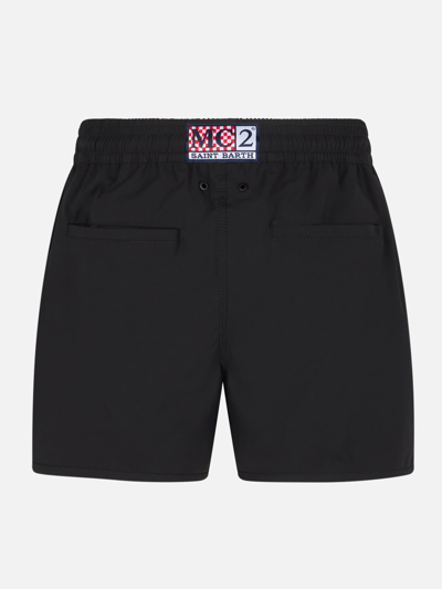 Shop Mc2 Saint Barth Man Swim Shorts With Side Logo And Contrast In Black