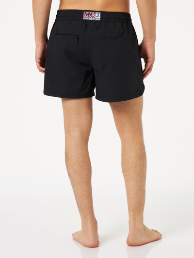 Mc2 Saint Barth Man Swim Shorts With Side Logo And Contrast In Black