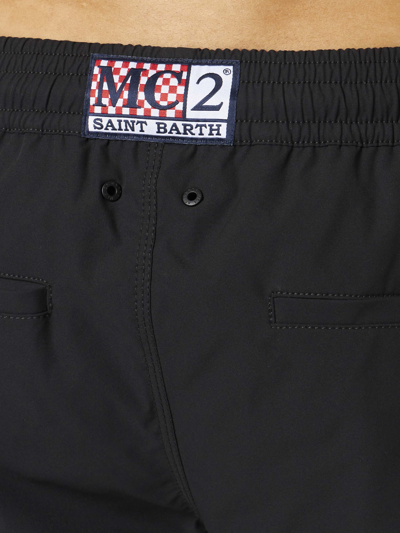Shop Mc2 Saint Barth Man Swim Shorts With Side Logo And Contrast In Black