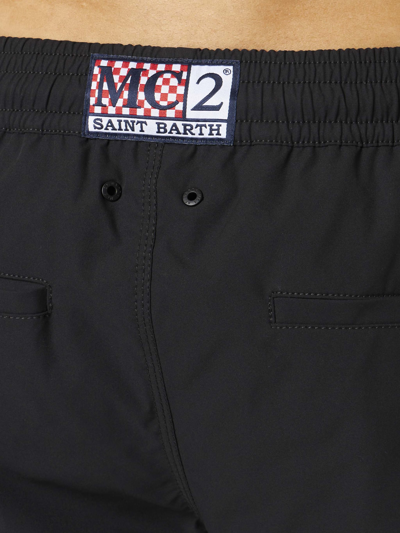 Mc2 Saint Barth Man Swim Shorts With Side Logo And Contrast In Black