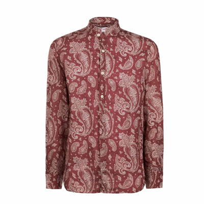 Shop Mc2 Saint Barth Man Shirt With Paisley Print In Brown